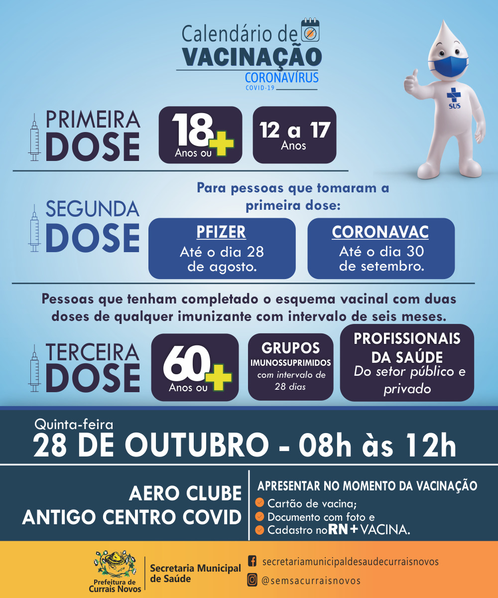 Read more about the article CRONOGRAMA DE VACINAÇÃO EM CURRAIS NOVOS PARA ESTA QUINTA-FEIRA, DIA 28