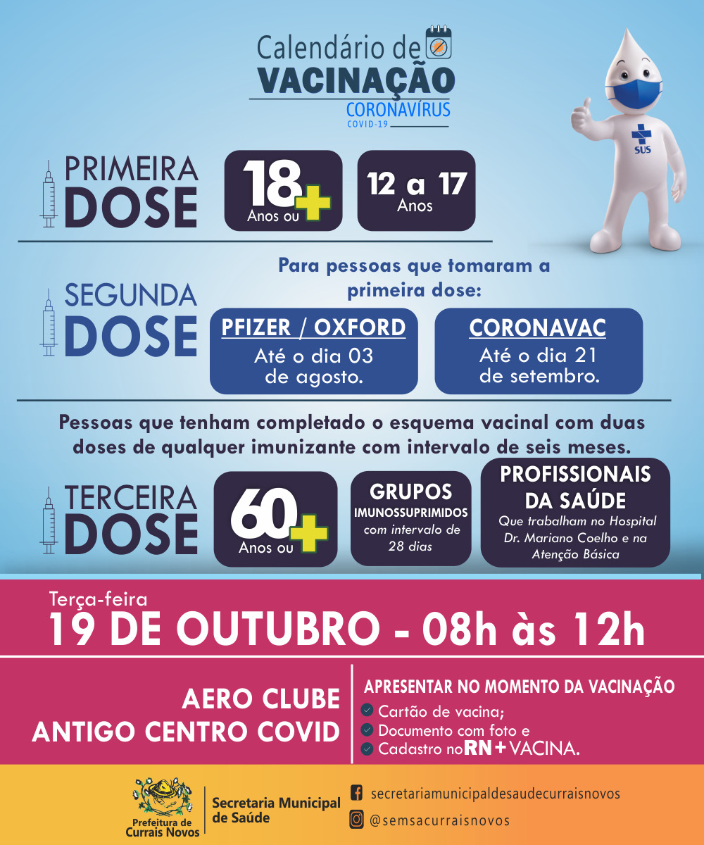 Read more about the article CRONOGRAMA DE VACINAÇÃO EM CURRAIS NOVOS PARA ESTA TERÇA-FEIRA, DIA 18