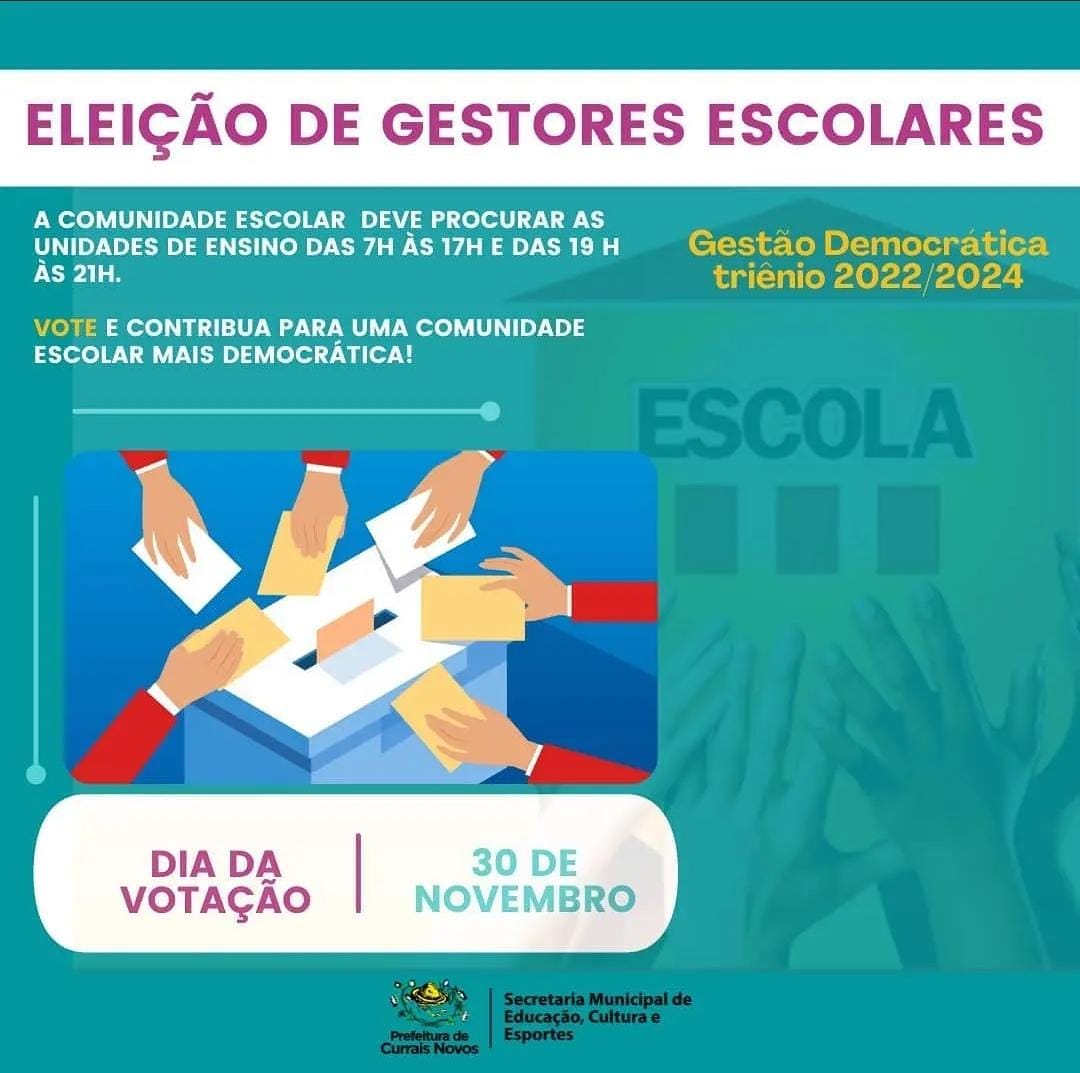 Read more about the article REDE MUNICIPAL DE ENSINO TERÁ NESTA TERÇA (30) ELEIÇÃO PARA GESTORES ESCOLARES