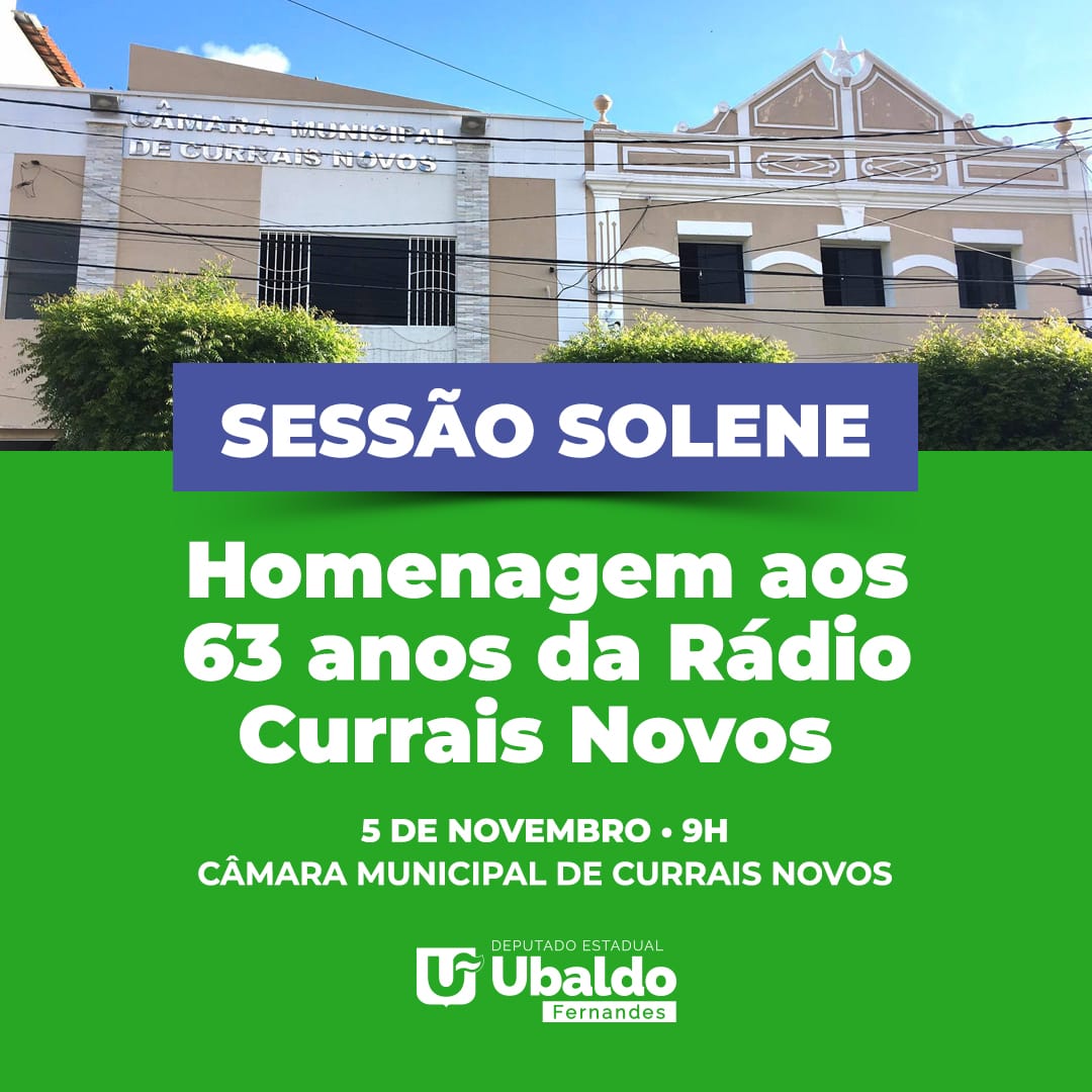 Read more about the article Deputado Ubaldo Fernandes homenageia Rádio Currais Novos em Sessão Solene pelos 63 anos da emissora nesta sexta