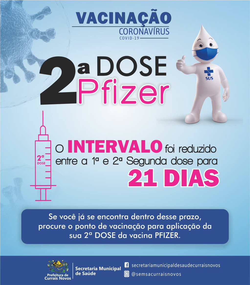 Read more about the article Currais Novos reduz para 21 dias intervalo da 2ª dose da Pfizer