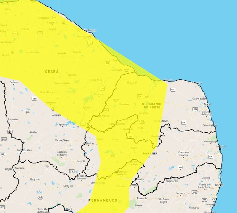 Read more about the article Inmet alerta para chuvas intensas em 91 cidades do RN; veja lista