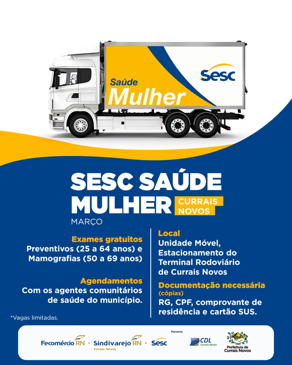 Read more about the article CARRETA SESC SAÚDE MULHER ESTARÁ EM CURRAIS NOVOS EM MARÇO