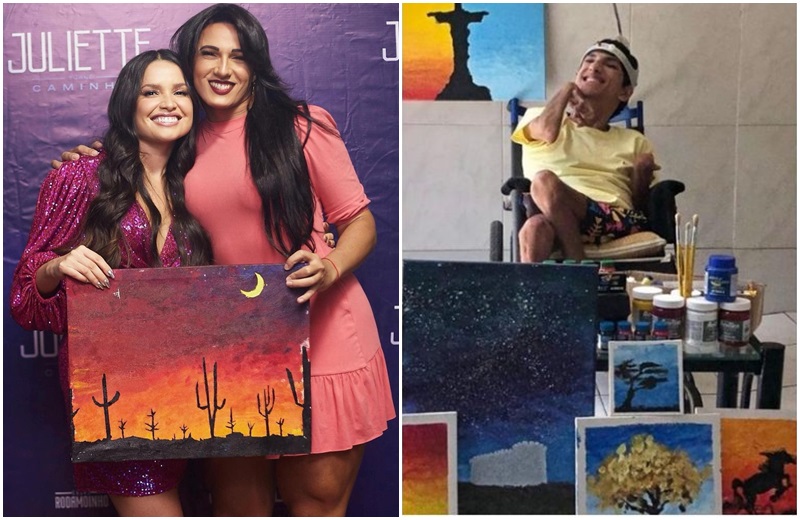 Read more about the article Fã de Juliette, artista potiguar com paralisia pinta “cactos” em quadro e presenteia campeã do BBB 21 com a obra