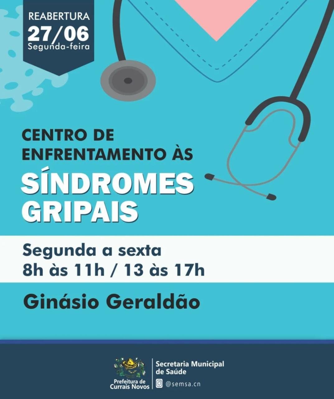 Read more about the article PREFEITURA DE CURRAIS NOVOS ABRE CENTRO DE ENFRENTAMENTO AS SÍNDROMES GRIPAIS