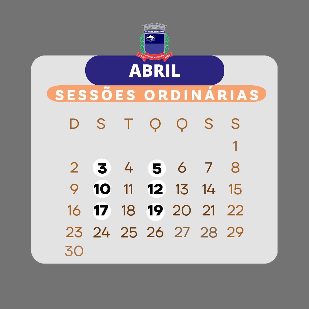 Read more about the article 1ª Sessão de abril vai acontecer na segunda-feira (3)